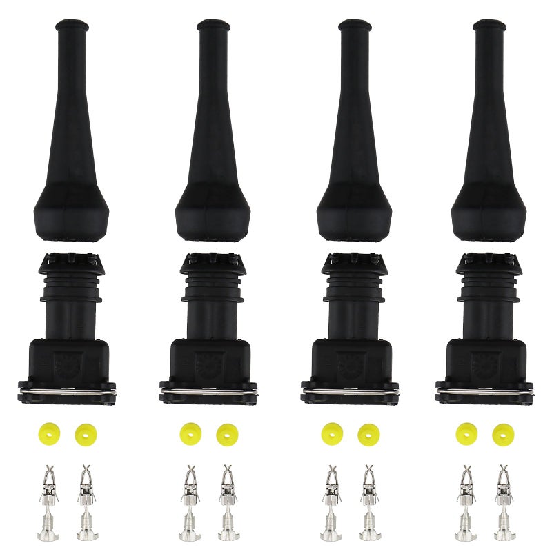 Micro Trader 4pcs Fuel Injector Connector EV1 Waterproof 2 Way Injector Wiring Connectors Plug Harness Kit - Image 1